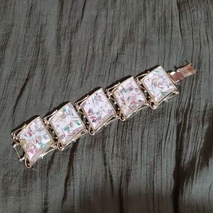 PAM Vintage Paruria Gold & White Rainbow Confetti Designer Signed 1950's
